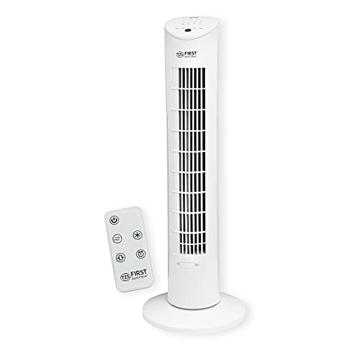 TZS First Austria Säulenventilator mit Fernbedienung 60 Watt 79cm | Sleep-Modus | Nature-Modus | 7,5 Std Timer | Oscillation | Duftfach | Turmventilator | Towerventilator | maximal nur 51 dB, weiß