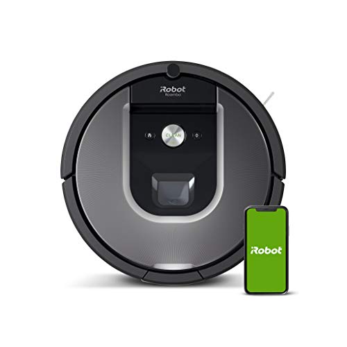 iRobot Roomba 960 Saugroboter mit starker Saugkraft, 2 Multibodenbürsten, Navigation für mehrere Räume, lädt sich auf und setzt Reinigung fort, Ideal für Tierhaare, App-Steuerung,Dirt Detect