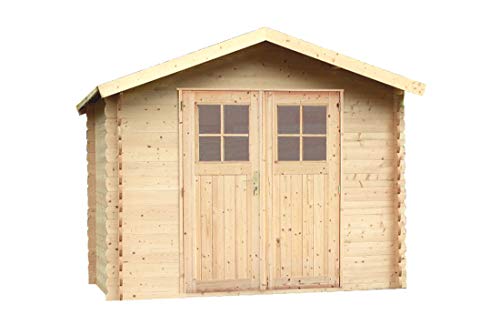 Alpholz Gartenhaus Mons aus Massiv-Holz | Gerätehaus mit 19 mm Wandstärke | Garten Holzhaus inklusive Montagematerial & Dachpappe | Geräteschuppen Größe: 270 x 270 cm | Satteldach