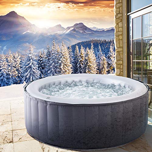 BRAST Whirlpool MSpa aufblasbar für 4 Personen SPA Ø180x70cm In-Outdoor Pool 118 Massagedüsen Timer Heizung Aufblasfunktion per Knopfdruck TÜV geprüft Bubble Spa Wellness Massage