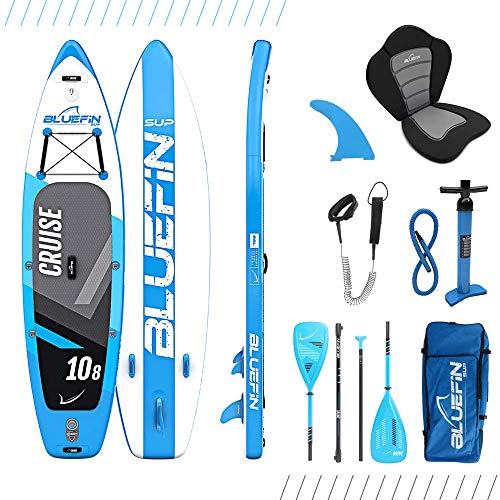 Bluefin Cruise SUP Board Set | Aufblasbares Stand Up Paddle Board | 6 Zoll Dick | Fiberglas Paddel | Kajak Sitz | Komplettes Zubehör